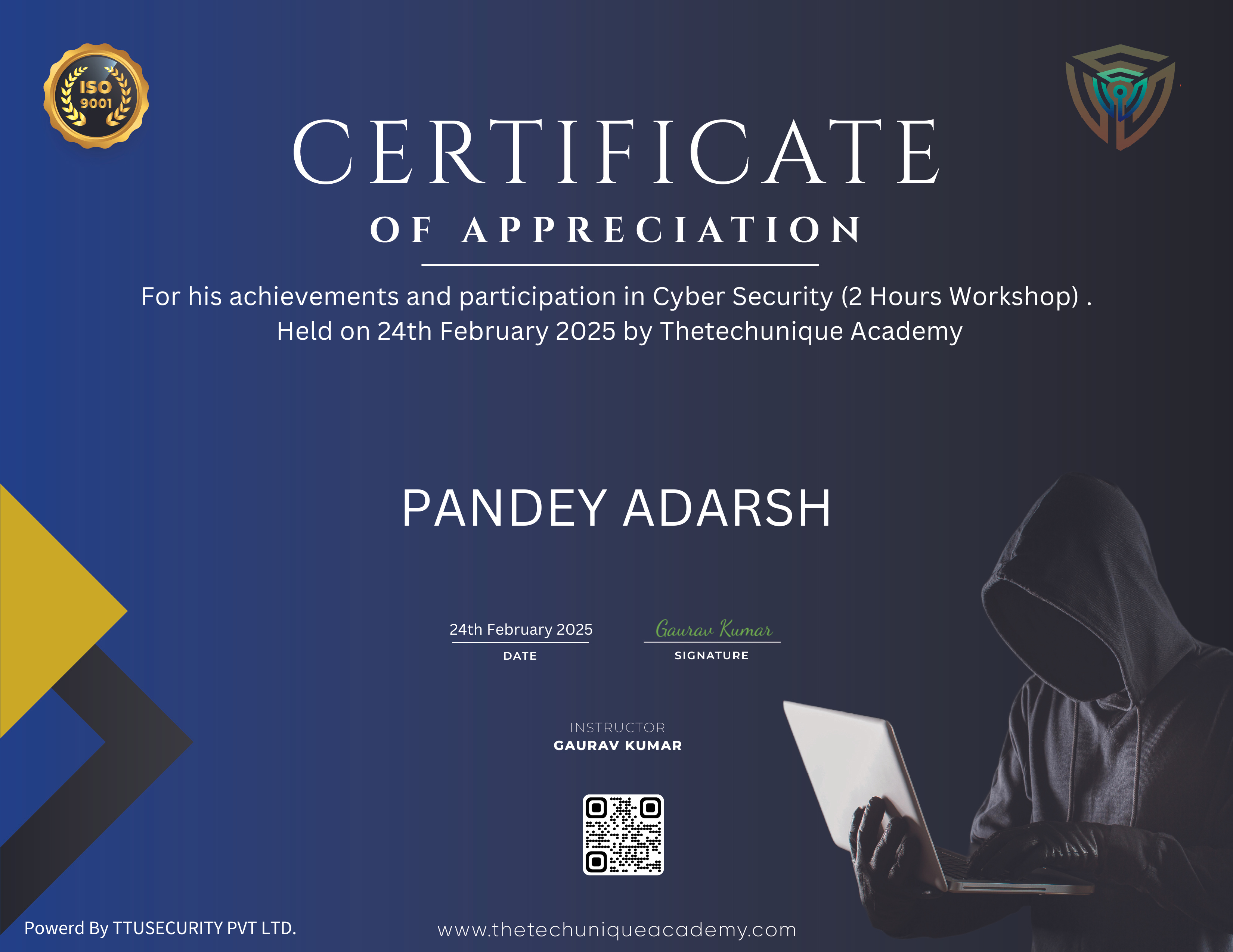 Cyber Secutity  Certificate